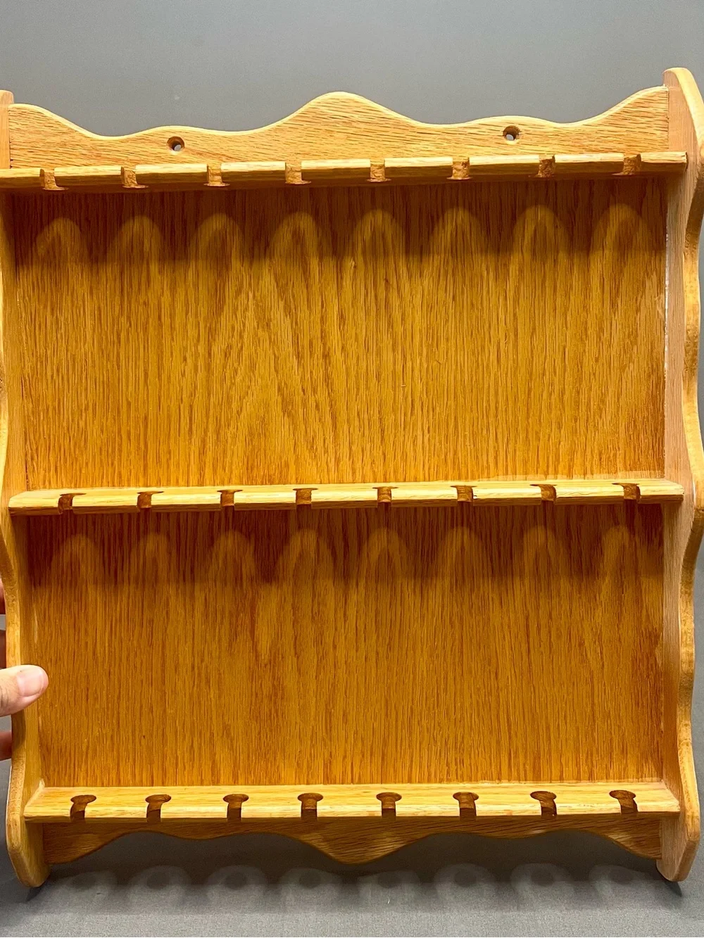 VTG Three Tier Wooden Spoon Rack Wall Hanging Collector Spoon Display 24 Slots